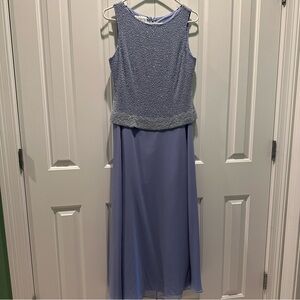 Chadwick’s Vintage Blue Beaded Formal Sleeveless Maxi Dress 8